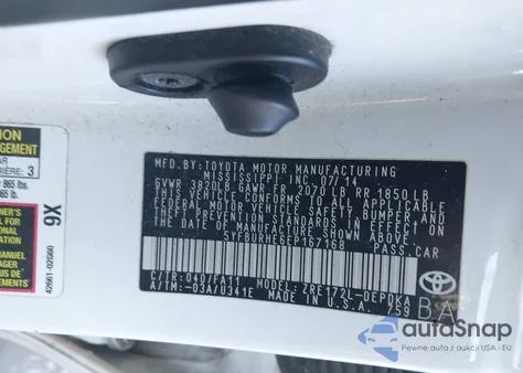 2014 Toyota Corolla L из США, поврежденный, VIN 5YFBURHE6EP167168